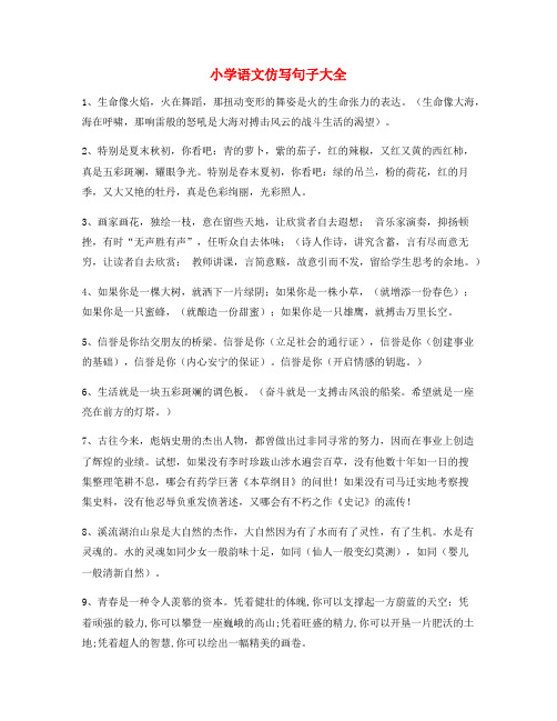 名师整理小学语文仿写句重点练习小学升初中必练句式