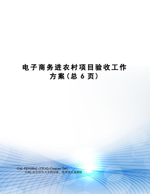 电子商务进农村项目验收工作方案