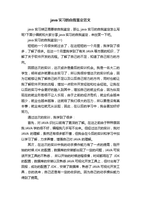 java实习的自我鉴定范文