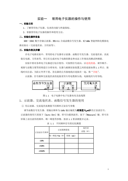 实验1   常用电子仪器的操作与使用