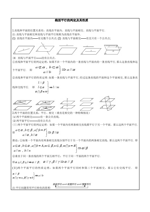 线面平行的判定及其性质