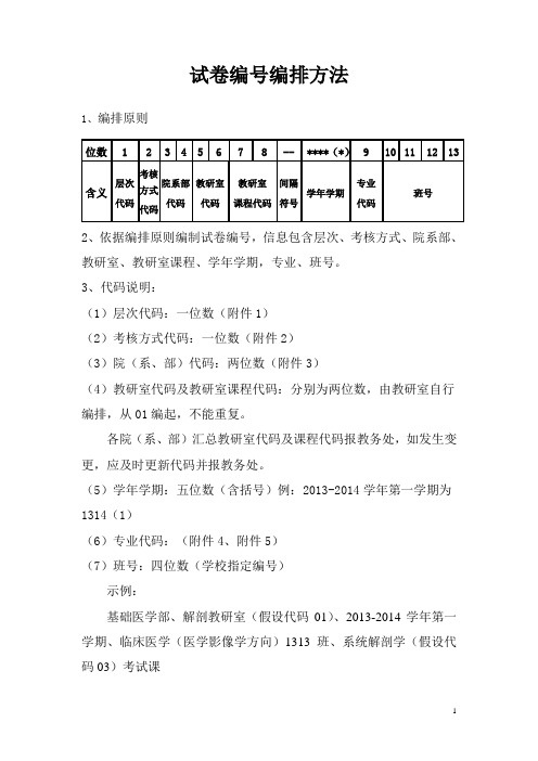 试卷编号编排方法