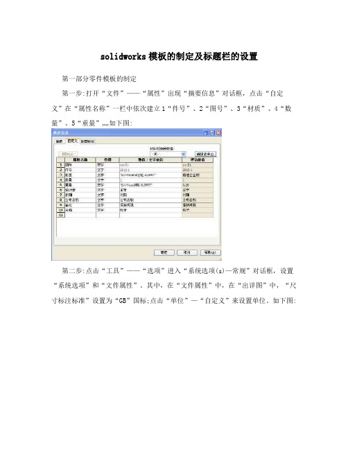 solidworks模板的制定及标题栏的设置