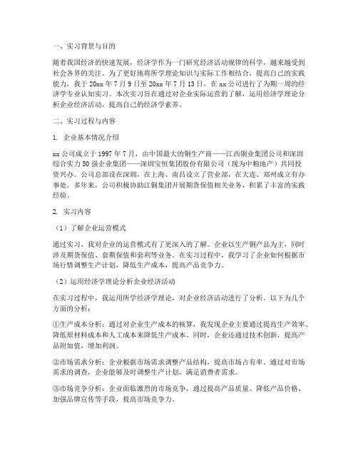 经济学角度分析实习报告