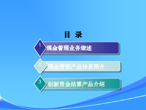 银行资金结算部课件：现金管理业务简介