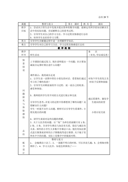 1.小学二年级第八周数学教案