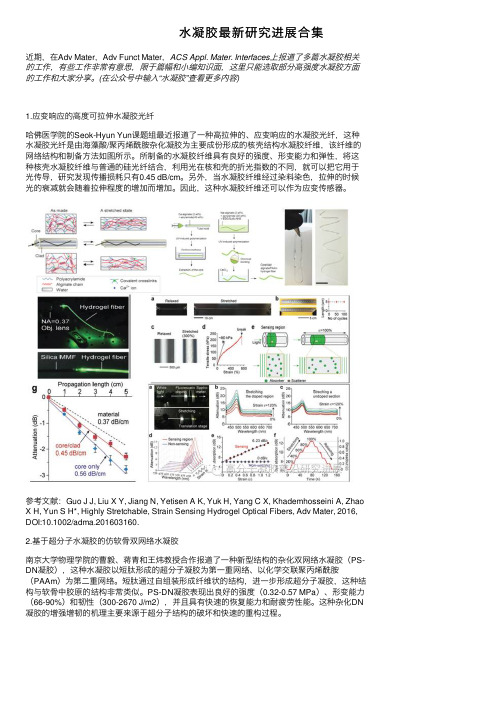 水凝胶最新研究进展合集