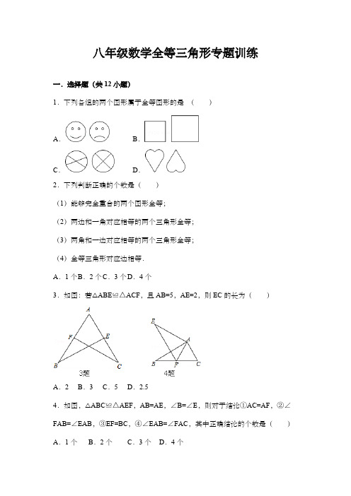 八年级数学全等三角形专题训练