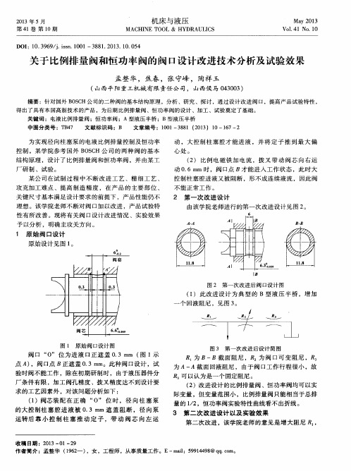 关于比例排量阀和恒功率阀的阀口设计改进技术分析及试验效果