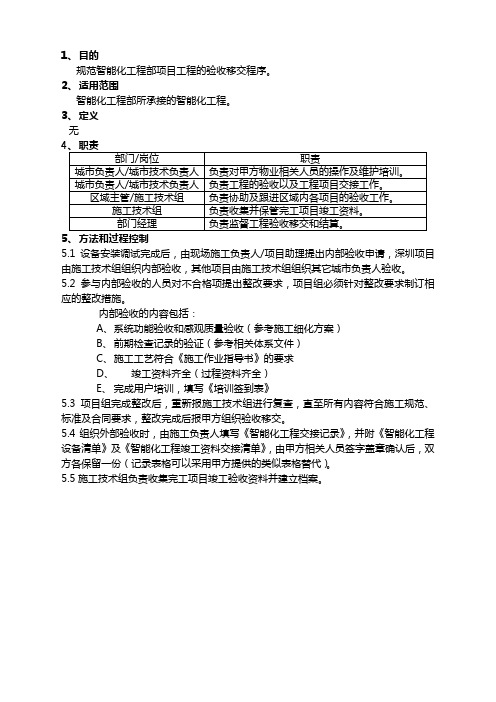 智能化工程验收交接管理办法