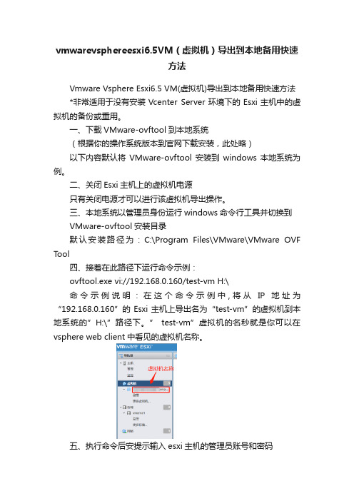 vmwarevsphereesxi6.5VM（虚拟机）导出到本地备用快速方法