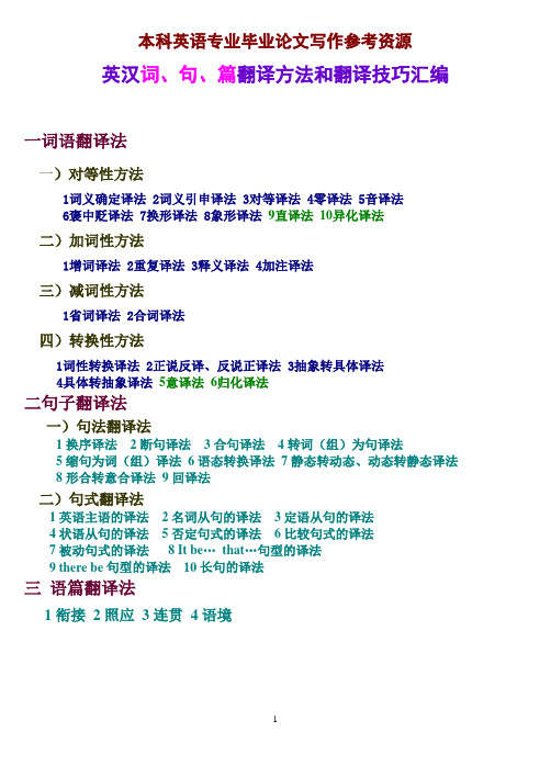 1英汉词、句、篇翻译方法和翻译技巧汇编