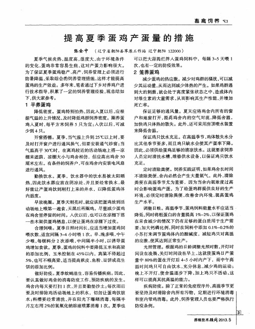 提高夏季蛋鸡产蛋量的措施