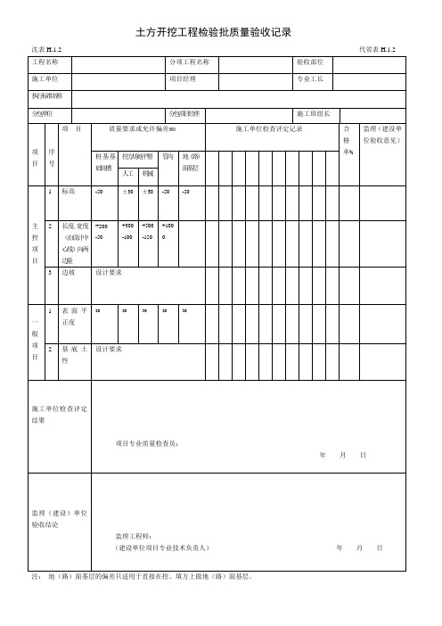 6土方开挖回填工程检验批质量验收记录