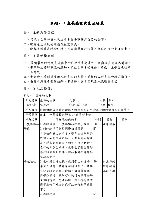 成长历程与生涯发展5(台湾生涯规划原版课程教案)