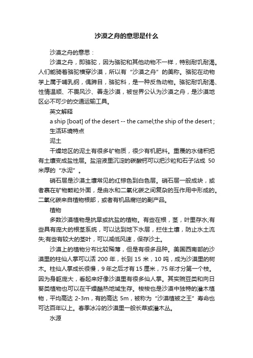 沙漠之舟的意思是什么