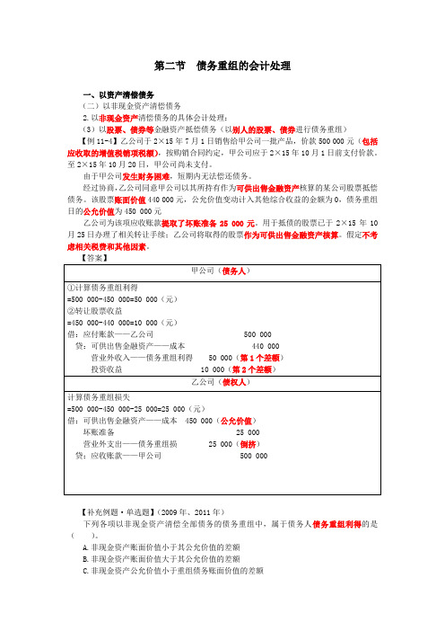 057_以资产清偿债务(3),将债务转为资本,修改其他债务条件,以上三种方式的组合方式