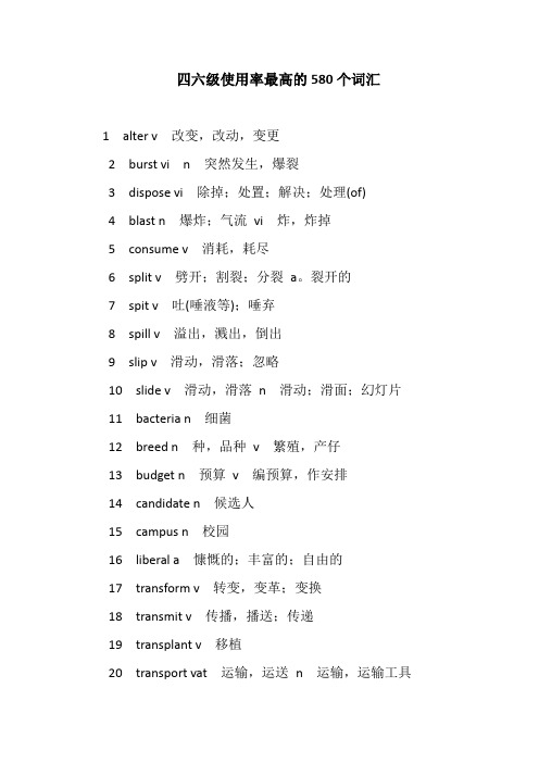 英语四六级高频580词