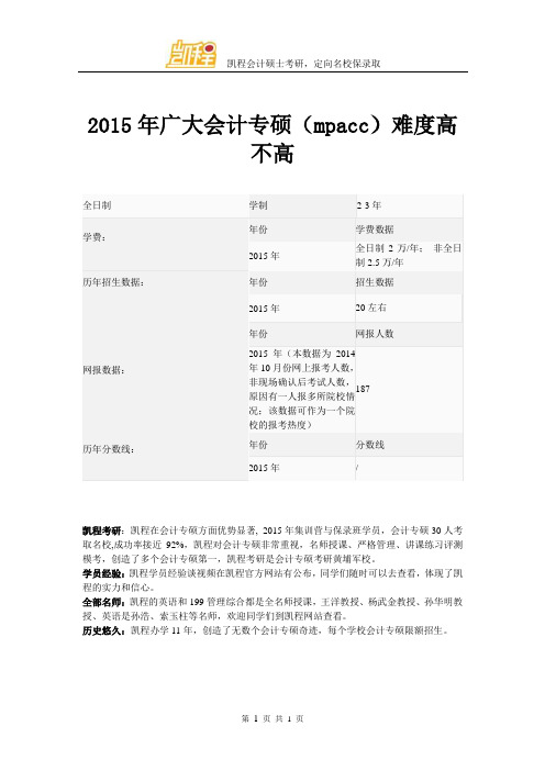 2015年广州大学会计专硕(mpacc)难度高不高