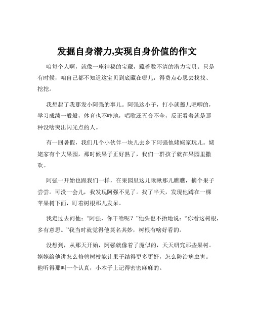 发掘自身潜力,实现自身价值的作文