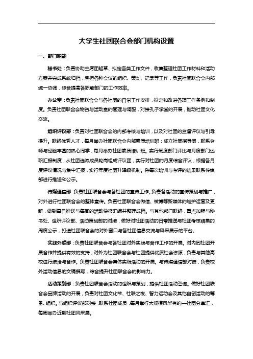 大学生社团联合会部门机构设置