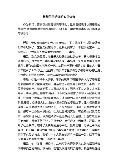 教师禁毒培训的心得体会