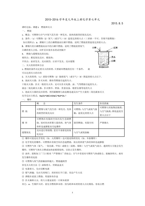 2015-2016学年度九年级上册化学第七单元