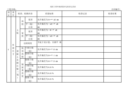 外观评定检查记录表