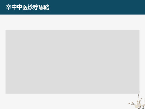 卒中中医诊疗思路