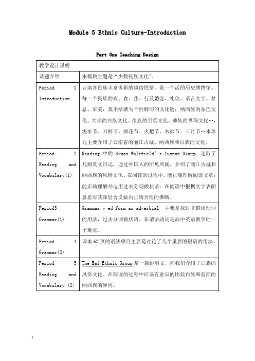 最新外研版高中英语选修7《module 5 ethnic culture》introduction教案.doc