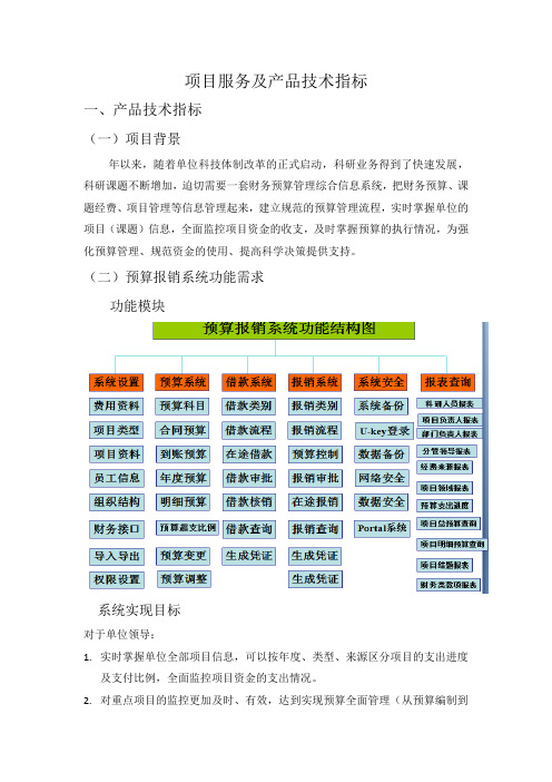 项目服务及产品技术指标