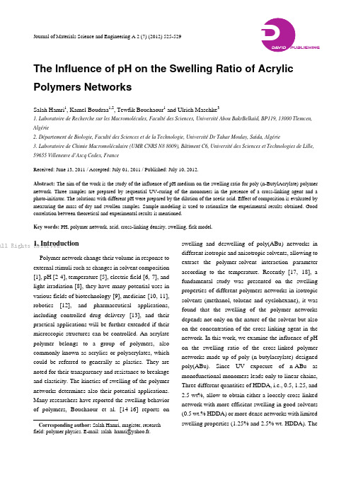 The Influence of pH on the Swelling Ratio ofAcryli