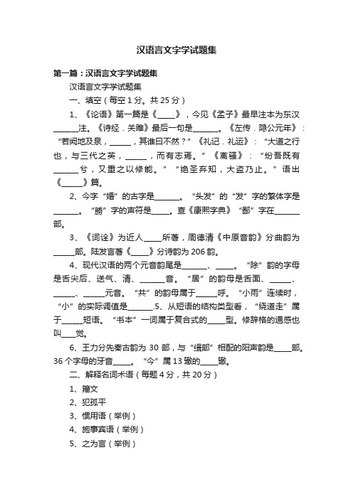 汉语言文字学试题集