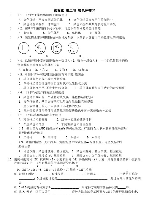 【高中生物】第五章 第二节 染色体变异练习