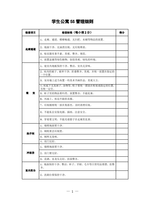 学生公寓5S管理细则