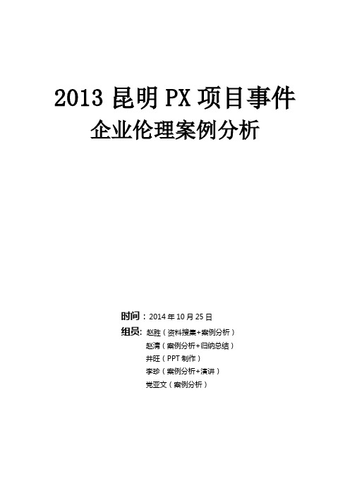 2013昆明PX项目事件企业伦理案例分析 (1)