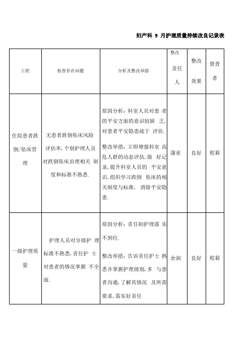 持续改进记录表