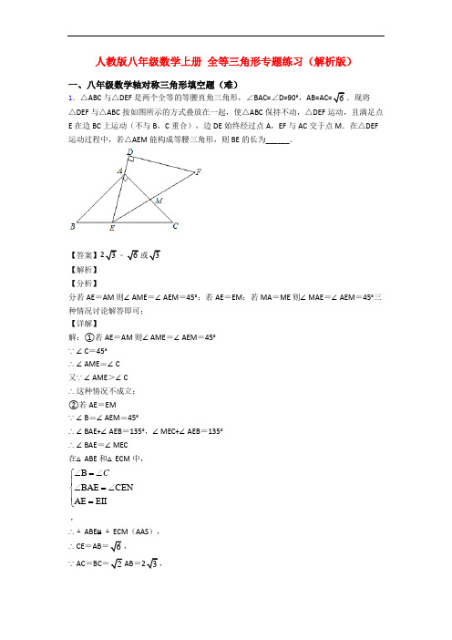 人教版八年级数学上册 全等三角形专题练习(解析版)