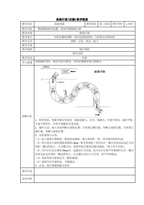 曲线行驶(实操)教学教案