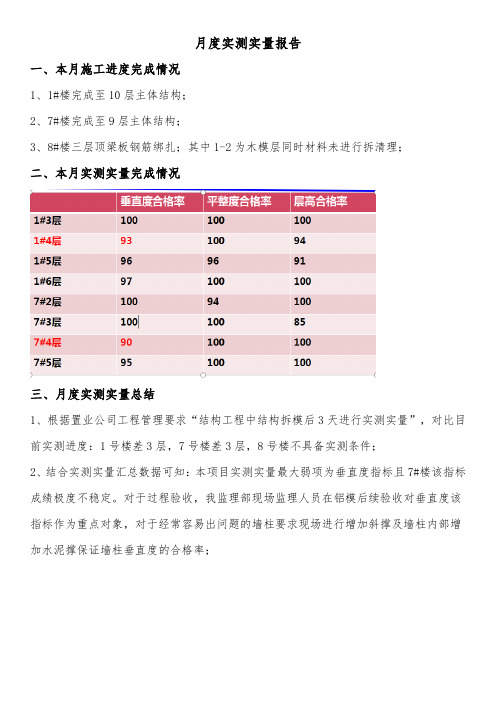 月度实测实量报告