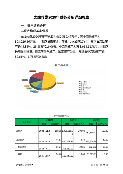 光线传媒2020年财务分析详细报告