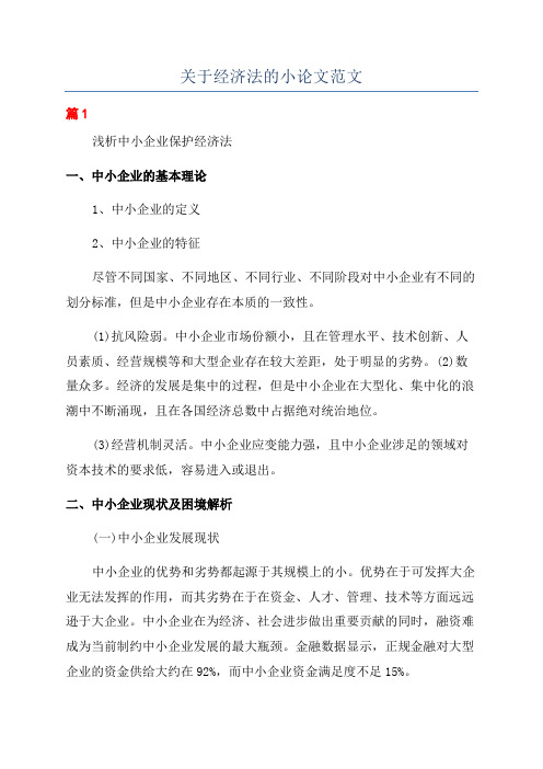 关于经济法的小论文范文