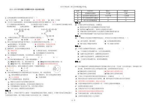 高中生物必修三第1-3章测试题(含答案)