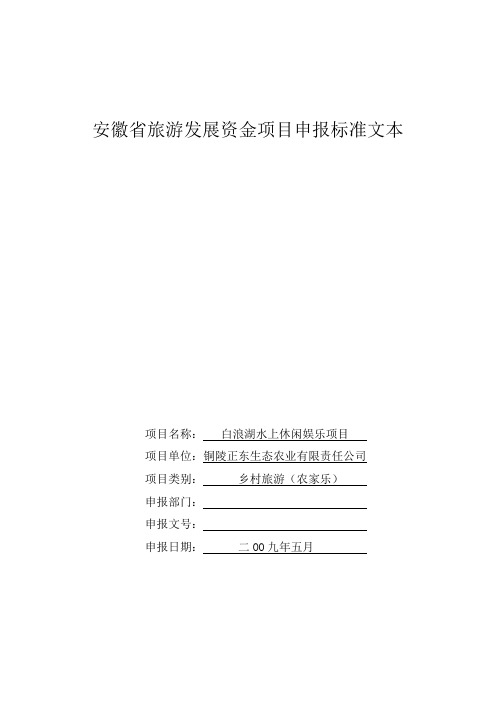 水上休闲娱乐投资建设项目可行性研究报告