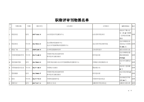 职称评审刊物黑名单