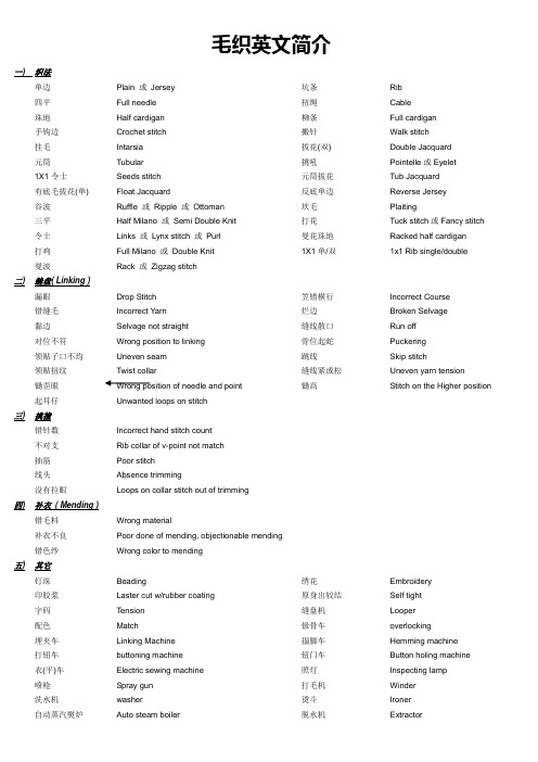 毛衫针织英文简介