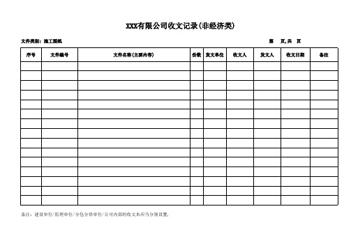 项目发文收文记录表