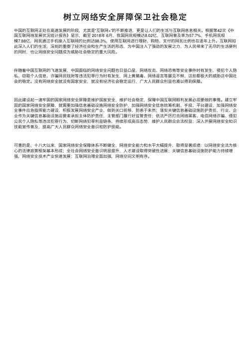 树立网络安全屏障保卫社会稳定