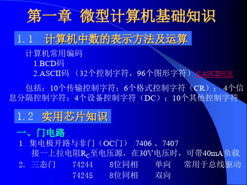 计算机常用编码1.BCD码2.ASCII码(32个控制字符,96个图