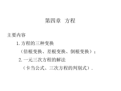 初等数学研究 代数部分 第四章 方程